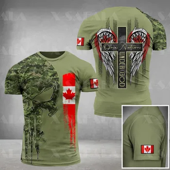 Canadense soldado do exército-bandeira Nacional Veterano de Impressão 3d Forças Especiais do Exército dos Homens Verão T-Shirt Gola Redonda Casual Feminino