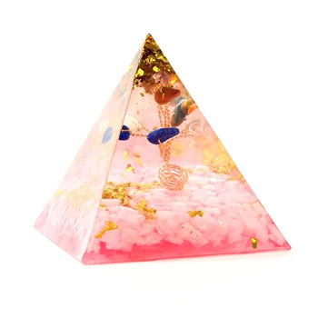 Orgonite Pirâmide de Pedra da Energia do Chakra do Reiki Meditação de Cura de Cristal Árvore da Vida Pirâmide Ornamentos de Decoração de Interior