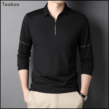 Taoboo 2022 Novo Zíper Business Casual Masculino Camisas Polo Classic de Cor Sólida t-shirt para homens de Alta Qualidade de Ajuste Fino vestuário para homem