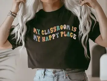 A minha sala de Aula é o Meu Lugar Feliz Camisa Bonito Camisa para Professores de ensino Fundamental professor camisa y2k estética gráfico t-shirts