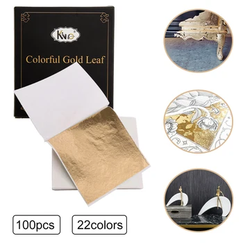 100pcs 8X8.5cm Imitação Folha de Ouro Folha de Kinno Folha de Papel para Artes, Artesanato Estátua Decoração de Unhas Coloridas