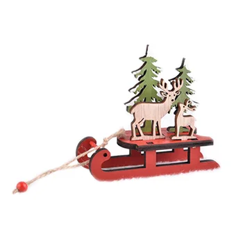 Natal Trenó de Madeira Ornamento do Boneco de neve, Papai Noel Fawn Tipos Opcionais para a Vitrine de Natal Decoração da Árvore