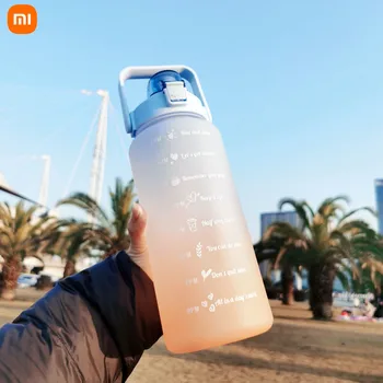Xiaomi 2000ml Bonito Plástico Desportivo de Garrafa de Água de Gradiente de Água Portátil Copa Escala de Temporização de Viagem Exterior da Escola Garrafa de Bebida