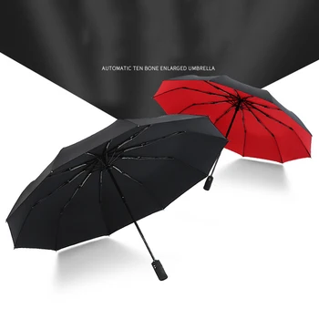 À prova de vento de Camada Dupla Resistente Guarda-chuva Totalmente Automático Chuva Homens Mulheres 10K Forte Negócios de Luxo Masculino Grandes guarda-chuvas guarda-Sol