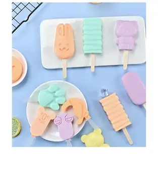 Criativo Diy Dos Desenhos Animados Bonitos Forma De Silicone Vara De Sorvete Comestível Ice Cream Molde