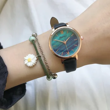A moda Cigana Mostrador em Ouro da Marca Casual Requintado Cinto de Couro, Relógios Com Moda Estilo Simples Relógio de Pulso de Quartzo para Senhoras