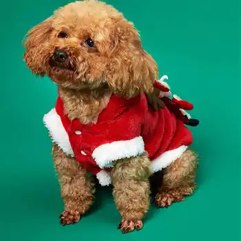 Cão de Natal Traje de Pelúcia Macia Engrossado Santa Design Gato de Natal Capuz do Casaco para Pequenas e Médias Cães Gatos Party animal de Estimação Roupas