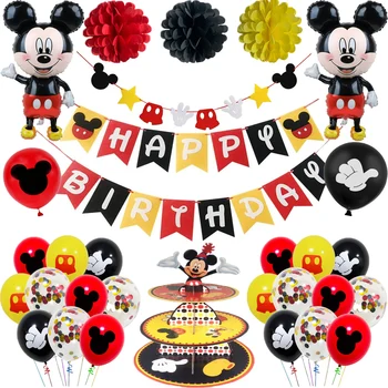 Disney Mickey Mouse Crianças Festa De Aniversário, Decoração De Balão De Copos De Papel Chapa De Chuveiro Do Bebê Talheres Descartáveis Suprimentos