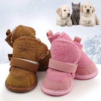 Inverno Quente Pet Botas de Neve Engrossado Cão Bonito Sapatos Cachorro Durável Botas de Moda Casual antiderrapante Cão Sapatos de Suprimentos para animais de Estimação