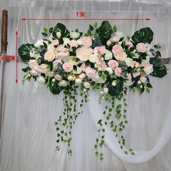 100 cm de simulação de flor de linha planta DIY casamento arco decoração plataforma na parede do fundo da janela de visualização estrada colar de flor