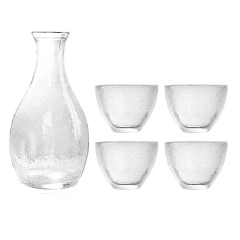 Japonês Martelo Textura De Cristal Causa Conjunto Transparente De Vidro Para Vinho Panela Pequena Taça Bowl Copos De Presentes De Casamento