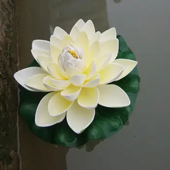 Artificial Flor de Lótus Falso Flutuante Lírio-d'Água Lago de Jardim Tanque de Peixes de Decoração de Folhas, flores lagoas de Água lotus