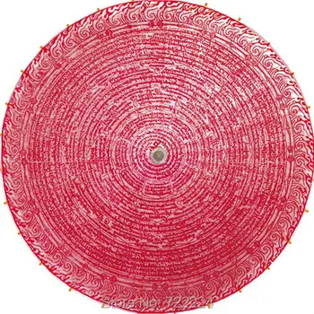 Dia 84 cm Chinês Antigo Artesanal Guarda-chuva Vermelho de Fundo Escrituras Imagem guarda-Sol Decorition Adereços Presente Oleada Papel de Guarda-chuva