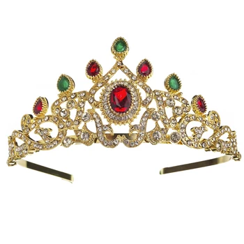 Luxo Banhado a Ouro Coroa para Noiva Casamento Strass Nupcial Tiara Étnica Metal Acessórios de Cabeça de Mulheres de Etnia Hairwear