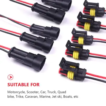 10 Conjuntos De 2 Pinos Maneira De Vedação Impermeável Masculino Feminino Conectores Elétricos Plug Com Fio Para Carro Moto