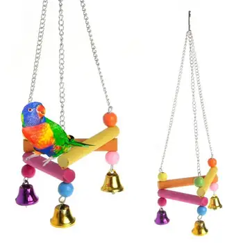 Pendurar O Brinquedo Rede Pet Bird Papagaio Periquito Periquito Gaiola De Calopsita Swing Stand De Brinquedos