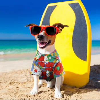 Moda de Cão de Verão, Roupas de Cachorro Gatos Camisa Havaí Praia Casual Roupas Pet Camisas Para Pequenas e Médias Cães Gatos Pug S-XL