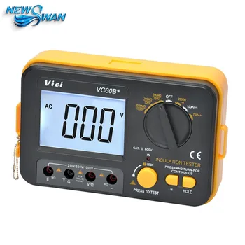 VC60B+ Digital Testador de Resistência de Isolamento VICI Megômetro MegOhm Medidor de 250V 500V, 1000V de Alta Tensão E Curto-Circuito de Entrada do Alarme