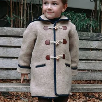 Meninos e meninas de inverno dupla face de lã casaco crianças do bebê vintage espanhol Inglaterra Garra fivela de lã mistura outwear