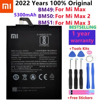 100% Original-Bateria de Substituição Para BM51 Xiaomi Mi Max 3 Max3 / BM50 Mi Max 2 Max2 / BM49 Mi Max Genuíno Bateria do Telefone +Ferramentas
