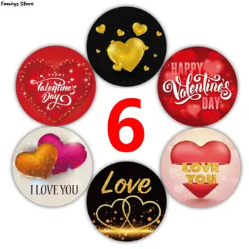 6 Estilo de 500 Pcs/rolo de Amor do Dia dos Namorados Adesivo de 1 Polegada de Vedação Adesivo Feliz Dia dos Namorados Adesivo 