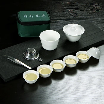 11pcs Conjunto de Chá China Viagens de Kung Fu Conjuntos de Chá de Cerâmica Portátil de Xícara de Porcelana Serviço de Wan Gai Chá de Panela Caneca da Cerimônia do Chá, Bule de chá