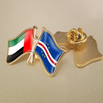 Emirados Árabes unidos e Cabo Verde Cruzado Duplo Amizade Bandeiras Alfinetes de Lapela Broche de Crachás