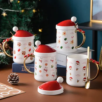 Ins Estilo De Natal, Papai Noel Caneca Elk Cerâmica Xícara De Água Copa Do Arco Linda Leite, Café, Suco De Copos De Presentes De Natal