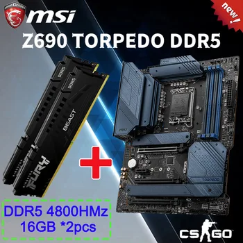 MSI MAG Z690 TORPEDO DDR5 placa-Mãe Conjunto Combo + D5 4800 MHz 16G *2pcs RAM Suporte a Intel 12 de CPU JOGOS LGA1700 placa-mãe Nova
