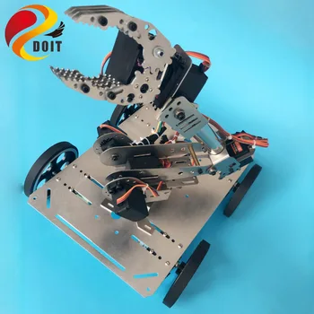 DOIT C600 NOVO Robô de Metal Inteligente 4wd Chassis do veículo com o Braço do Robot/Manipulador+Garra/Garra DIY Brinquedo de RC Robótica Modelo