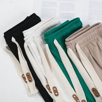 A Wide Leg Pants Mulheres de 2022 Primavera Novo Caimento Solto de Todos-jogo em linha Reta, com Nove Pontos Casual, Mulheres de Calças de Verão