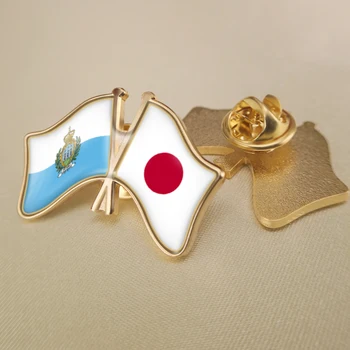 San Marino e o Japão Atravessou Duplo Amizade Bandeiras Alfinetes de Lapela Broche de Crachás