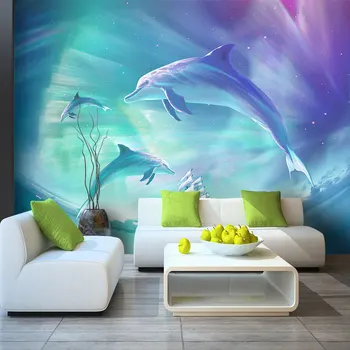 Personalizados em 3D papel de parede novo e moderno resumo oceano golfinho de fundo de parede decoração - alto grau de material impermeável