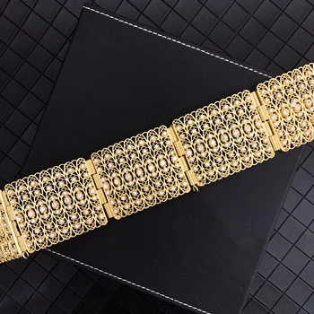 Exclusivo Design Quadrado Cristal Cintura Cadeia para Mulheres cheias de Strass Noivas Cintos Cor do Ouro do Marrocos Mulheres Cintos para Vestido