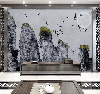 XUE SU papel de parede Personalizado 3D / 5D / 8D mural de estilo Chinês novo artística abstrata de tinta paisagem parede da sala de estar pano