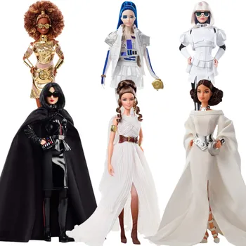 Barbie Collector Star Wars R2D2 Princesa Leia, C-3PO Stormtrooper Rey Darth Vader x Boneca Barbie Edição de Colecionador Boneca de Brinquedo de Presente