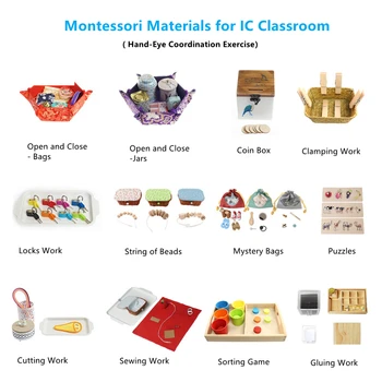 Montessori Vida Prática Materiais para o IC Classrom Classificação/ Costura/ Beading Jogo Coordenação Olho-Mão Fina Habilidade Motora de Trem
