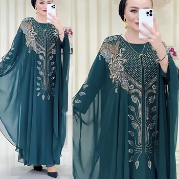 Moroccan Kaftan Noite Robe De Cetim Indústria Pesada Quente Diamante Manto De Mulheres Muçulmanas Vestidos De Festa Para Mulheres
