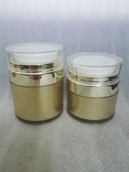 ouro 15g de Acrílico creme jarra de Acrílico vácuo creme de latas,de plástico de 0,5 oz vazio airless Cosméticos Jar