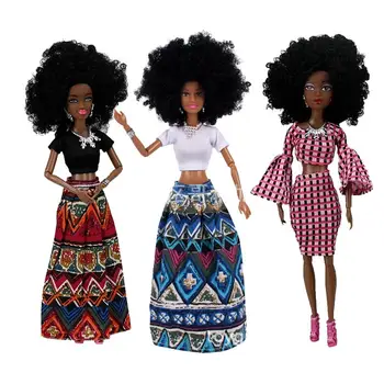 2020 preto boneca 31cm menina Baby Dolls slim africana menina boneca Para as Meninas banheira de Aniversário Móveis Conjunta África Boneca Brinquedo princesa
