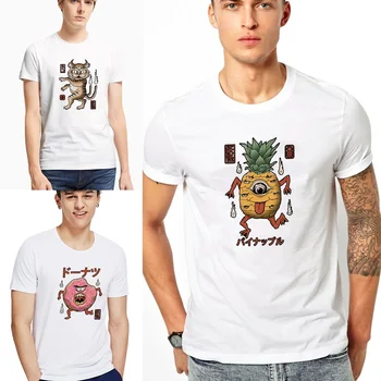 Verão T-shirts Casual Pulôver de Moda, O decote Manga Curta Monstro Bonito Imprimir T-Shirt para Homens, Jovem e Confortável Tee Tops