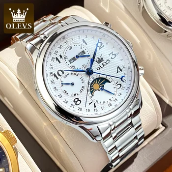 OLEVS Marca de Luxo Safira Relógios Mecânicos Moda masculina Casual Militaly Impermeável relógio de Pulso Relógio Relógio Masculino