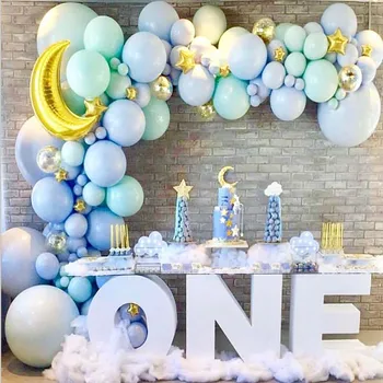 Tiffany Balões Azuis Cadeia de Macaron Balões Garland Arco Kit para chá de Bebê-Bola 1ª Festa de Aniversário, Decoração de Crianças para Adultos Globos