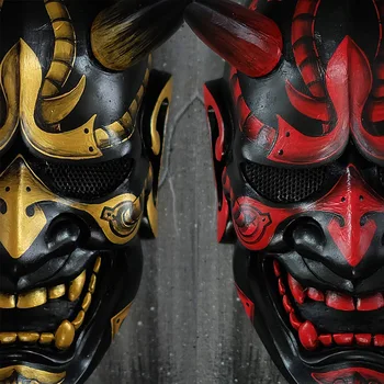 Látex Samurai Máscara Japonesa, Cosplay Máscara Suave Horror De Borracha Anime Máscara Do Traje De Halloween Adereços De Carnaval Rímel