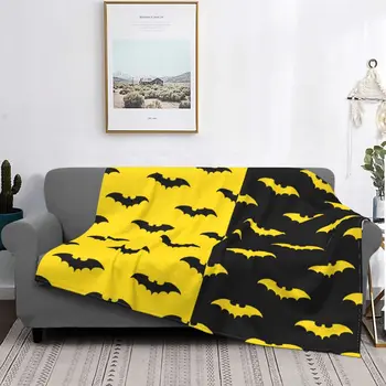 Preto E Amarelo Morcego Padrão Cobertor de Veludo Decoração Animal Multi-função de Leve Jogar Cobertores para Casa de Carro Tapete Peça