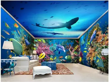 personalizado mural de fotos em 3d papel de parede Mundo Subaquático Sereia Dolphin Toda a Casa, a decoração Home 3d murais de parede papel de parede para walls3 d