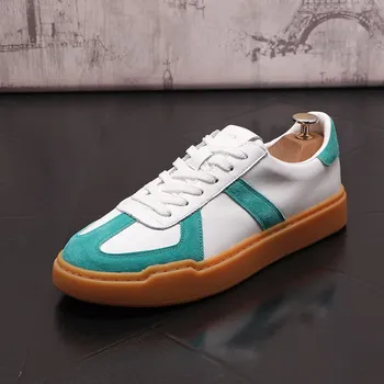 Britânico Nova Mens White Casuais Sapatos de Plataforma de Moda do Dedo do pé Redondo de Cor Mista Jovens de Rua de Lazer Zapatos Esporte Tamanho 38-43 ERRFC