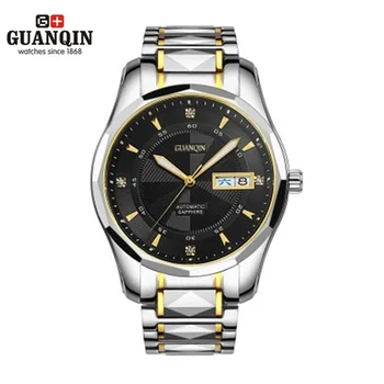 Original GUANQIN Homens Relógio Mecânico Strass Homens de Luxo, Venda de relógios Luminosos de Relógio à prova d'água de Homens de aço Inoxidável do relógio de Pulso