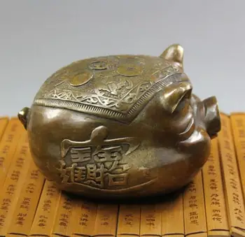 Zodíaco chinês Fortuna de cobre porco coleção de luxo da decoração presente de aniversário de bronze escultura estátua