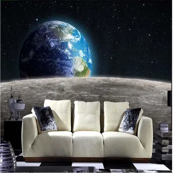 beibehang papel de parede Moderna da foto de papel de parede Estrelas universo 3D terra da Lua feita em tamanho grande sala de estar, restaurante, TV papel de parede